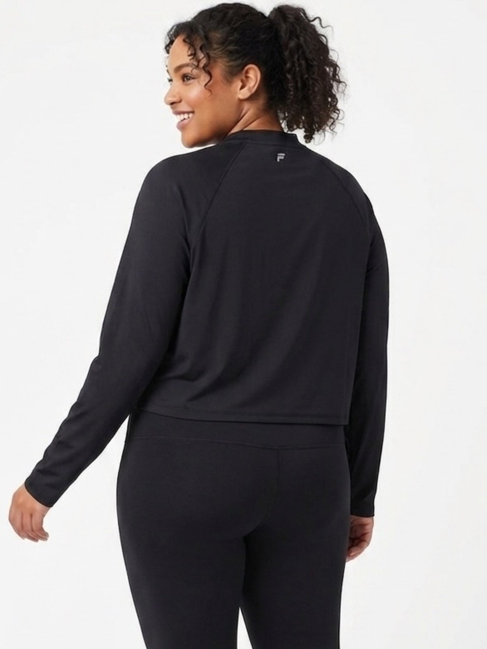 Fabletics Black Performance Long Sleeve Top with Logo Tag 2X NWT